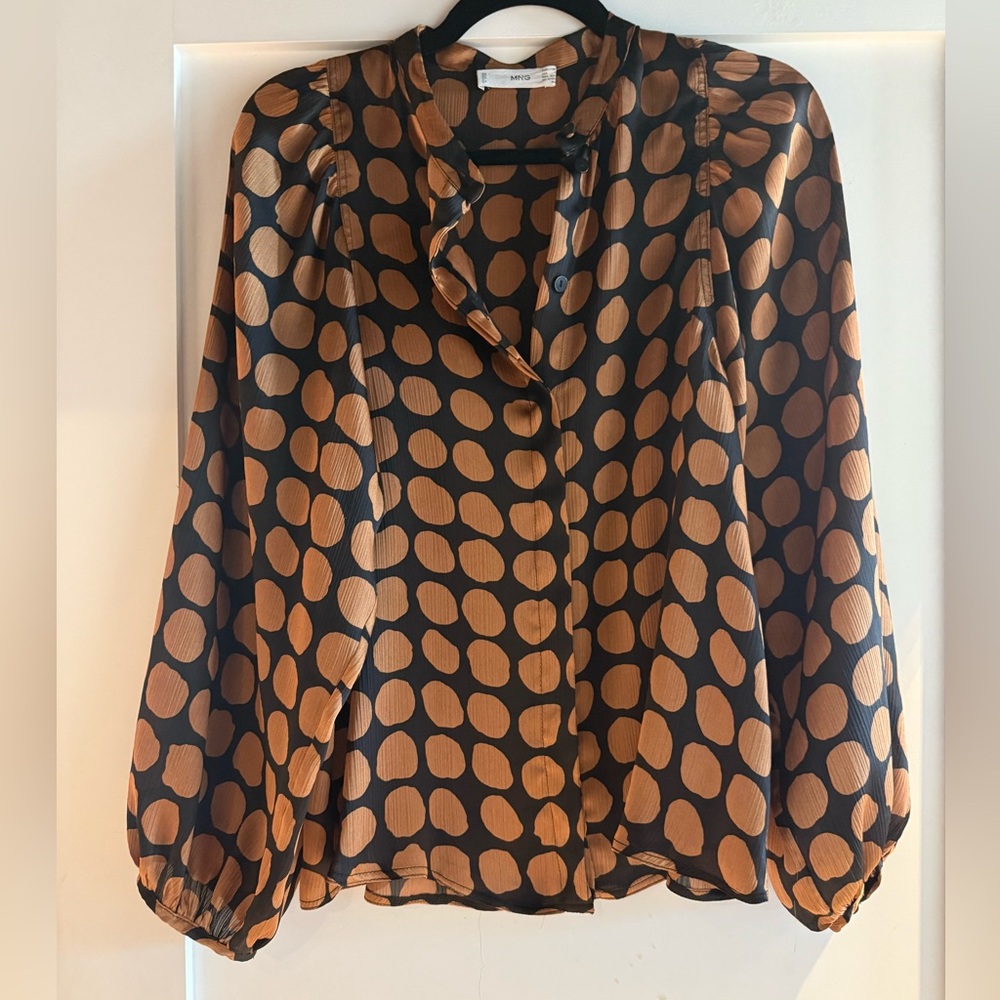 Mango silk polka dot blouse. Size XS